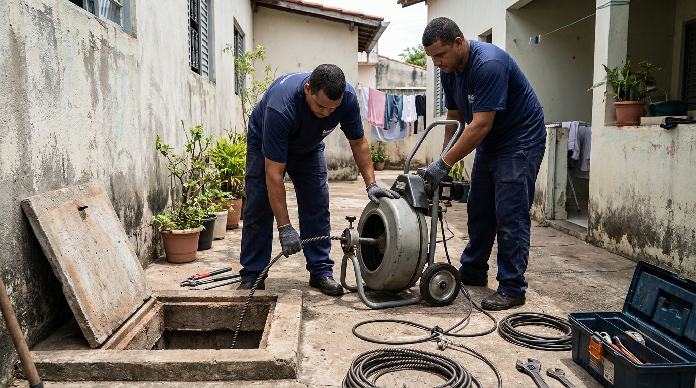 Desentupimento de Coluna Sanitária na Reserva Imperial, Ribeirão Preto‑SP