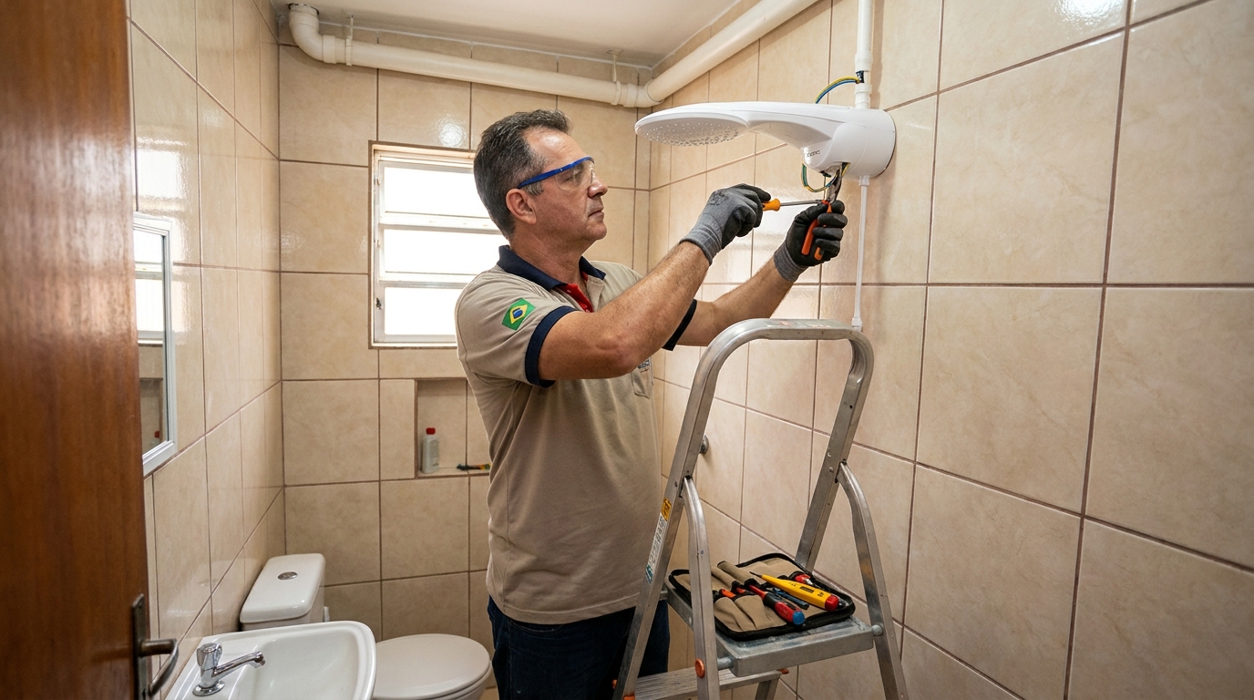 Substituição de Chuveiro Antigo no Horto Florestal, Ribeirão Preto‑SP